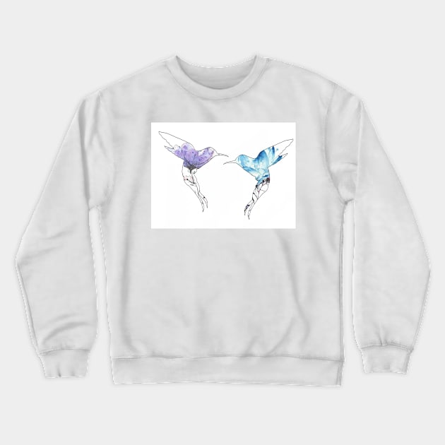 Humming Bird - Flowers Crewneck Sweatshirt by T-Strider-Art